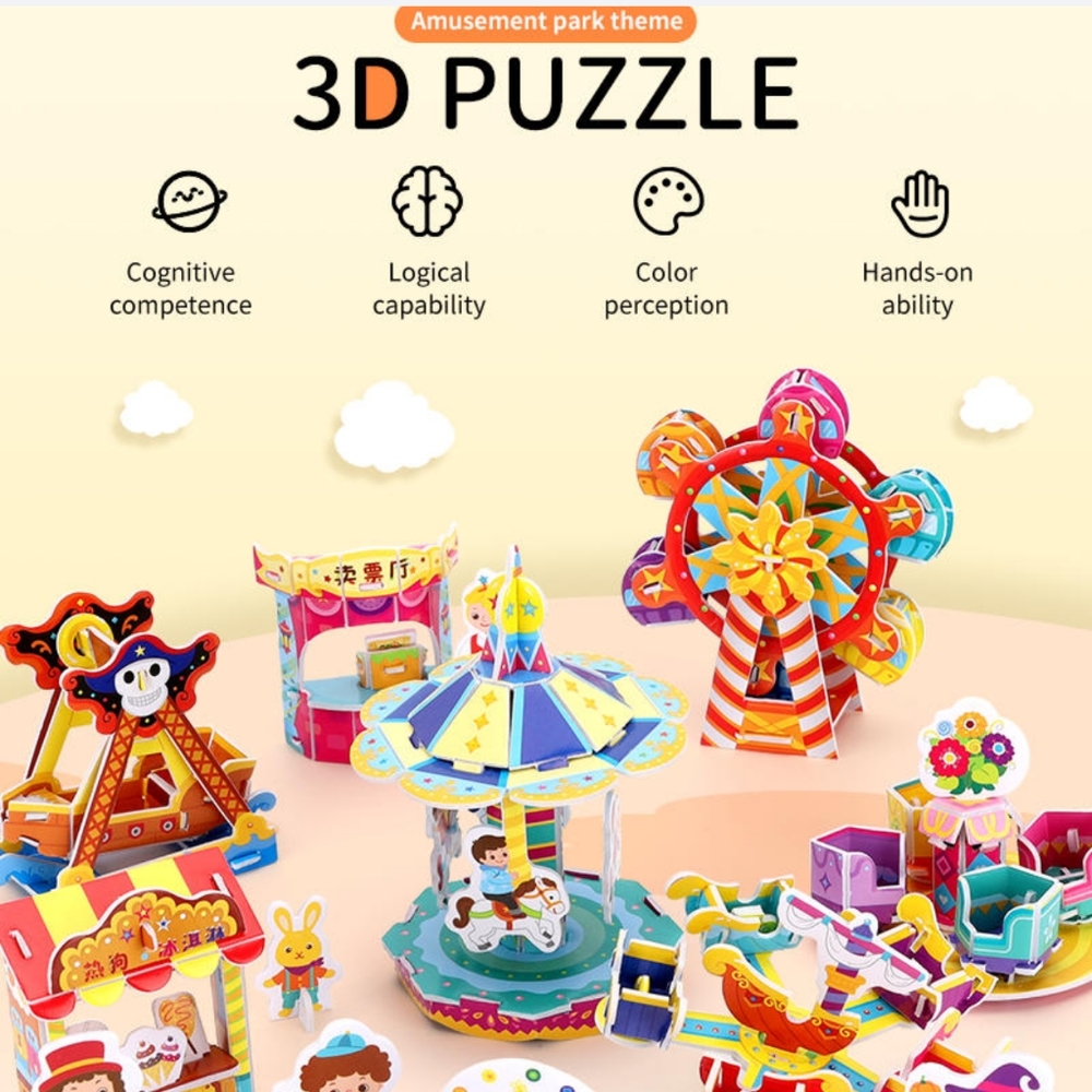 3D puzzle craft for kids amusement park educational toy circus 5 6 7 8 9+